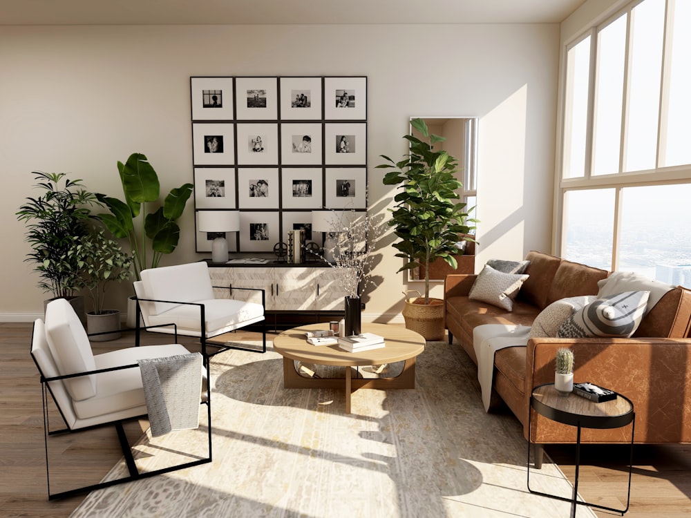 Contemporary living room with integrated smart home devices