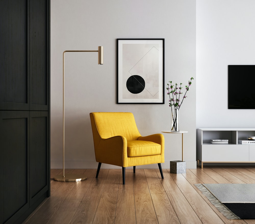 Modern living room with smart home ambiance